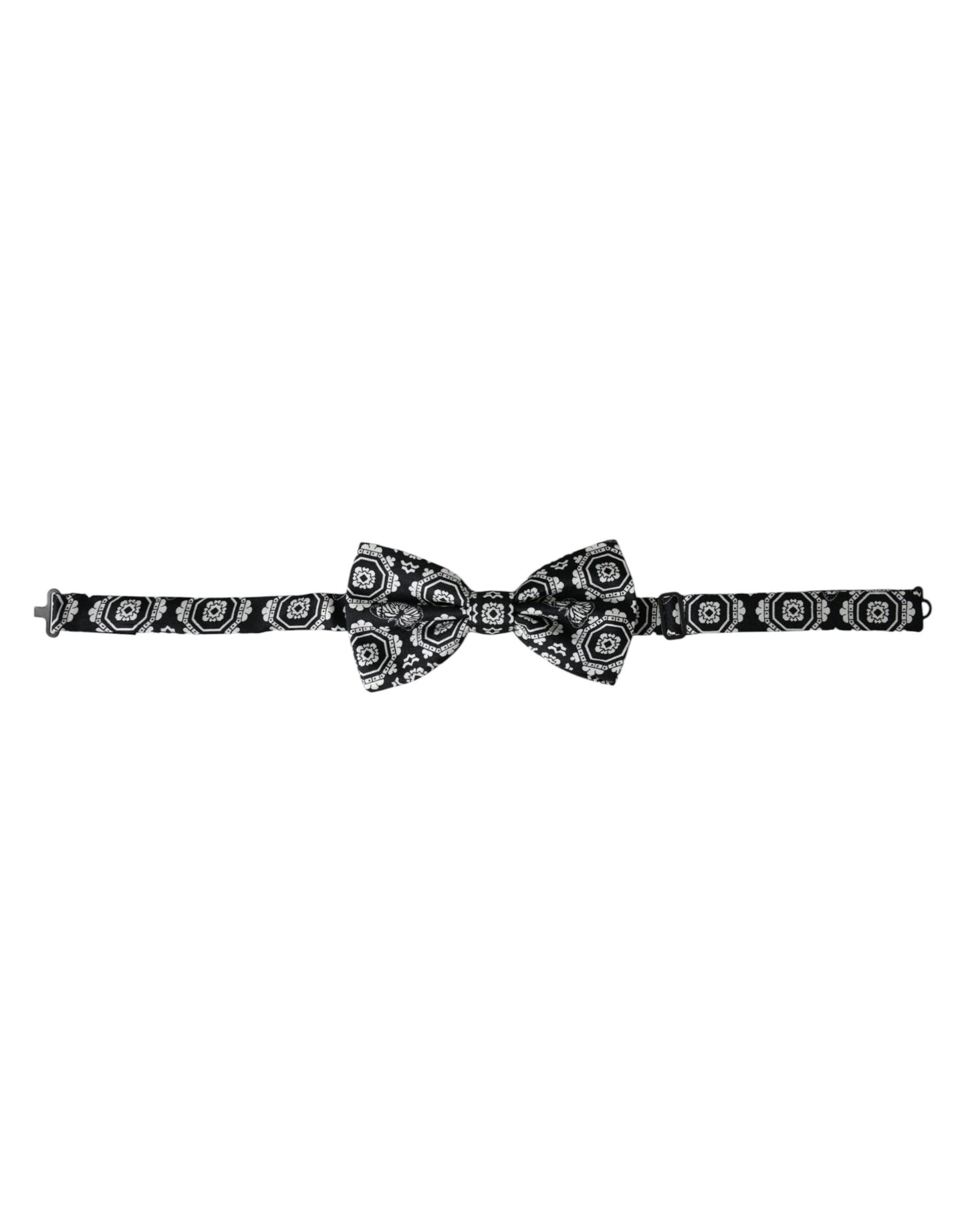 Dolce & Gabbana Black White Printed Adjustable Neck Men Bow Tie Dolce & Gabbana