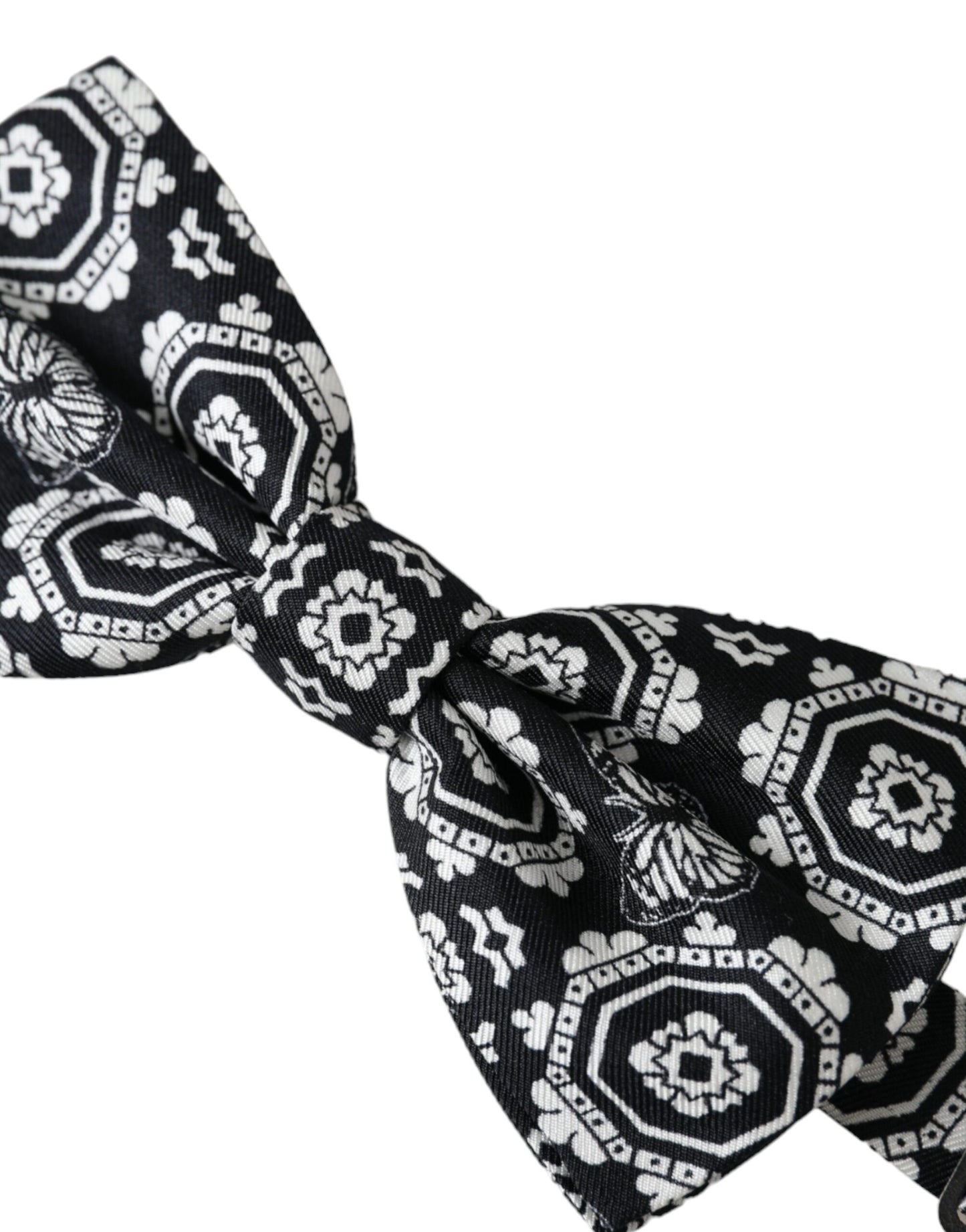 Dolce & Gabbana Black White Printed Adjustable Neck Men Bow Tie Dolce & Gabbana