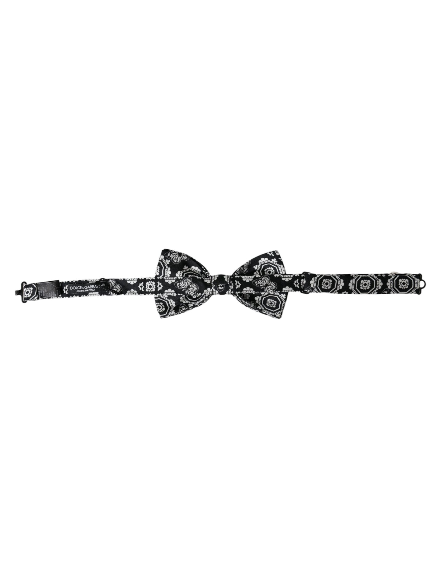 Dolce & Gabbana Black White Printed Adjustable Neck Men Bow Tie Dolce & Gabbana