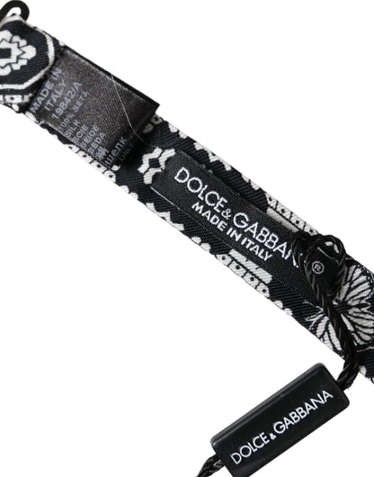 Dolce & Gabbana Black White Printed Adjustable Neck Men Bow Tie Dolce & Gabbana