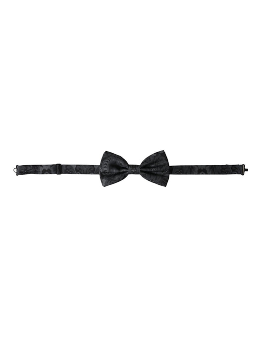 Dolce & Gabbana Dark Gray Silk Patterned Adjustable Men Bow Tie Dolce & Gabbana