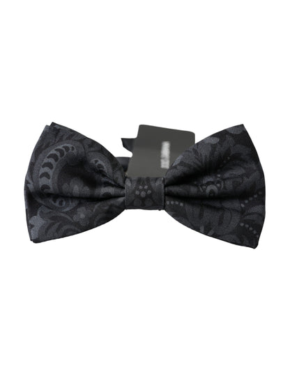 Dolce & Gabbana Dark Gray Silk Patterned Adjustable Men Bow Tie Dolce & Gabbana