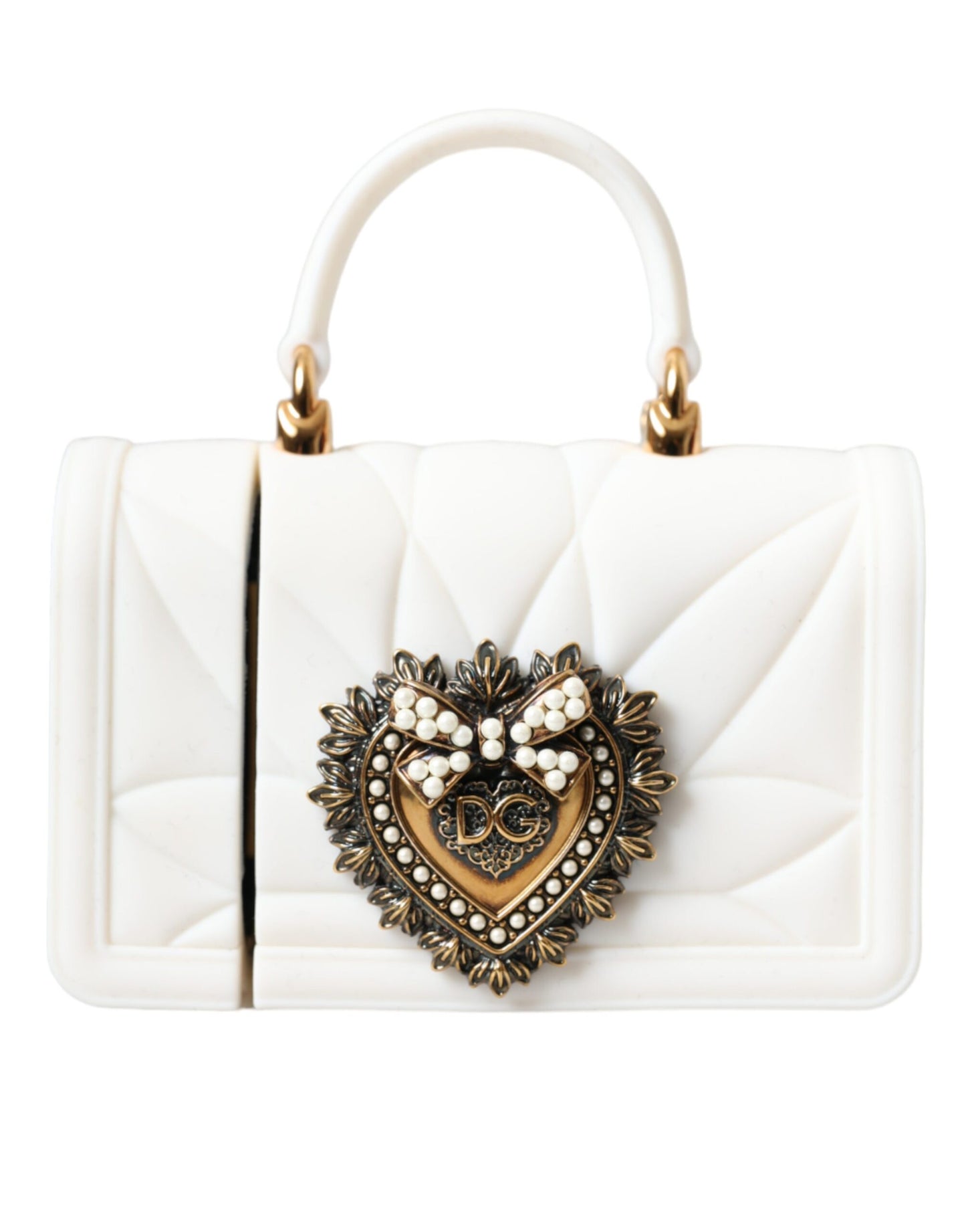 Dolce & Gabbana White Silicone Devotion Heart Cover Hand Bag Airpod Case Dolce & Gabbana