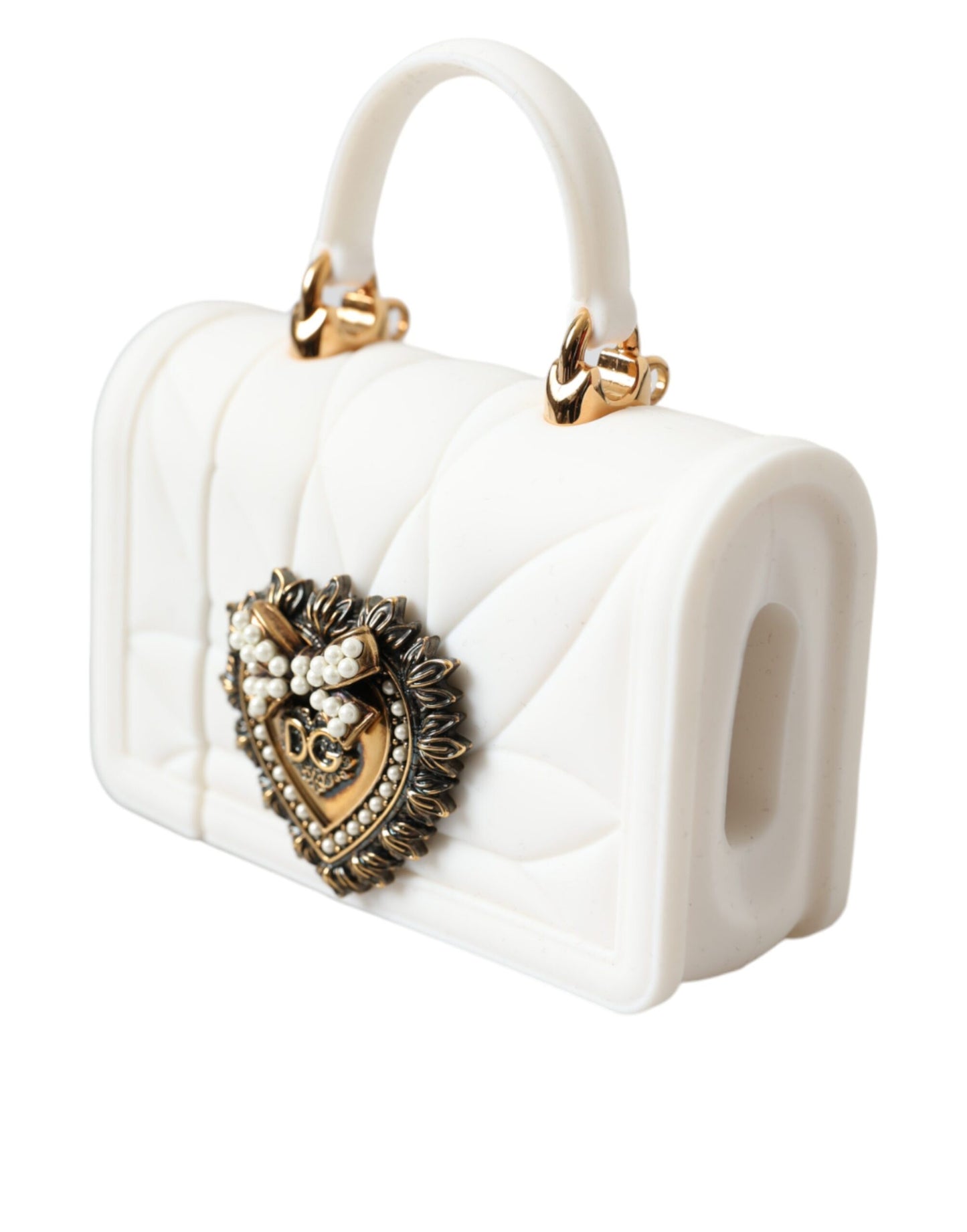 Dolce & Gabbana White Silicone Devotion Heart Cover Hand Bag Airpod Case Dolce & Gabbana