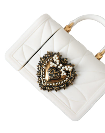 Dolce & Gabbana White Silicone Devotion Heart Cover Hand Bag Airpod Case Dolce & Gabbana