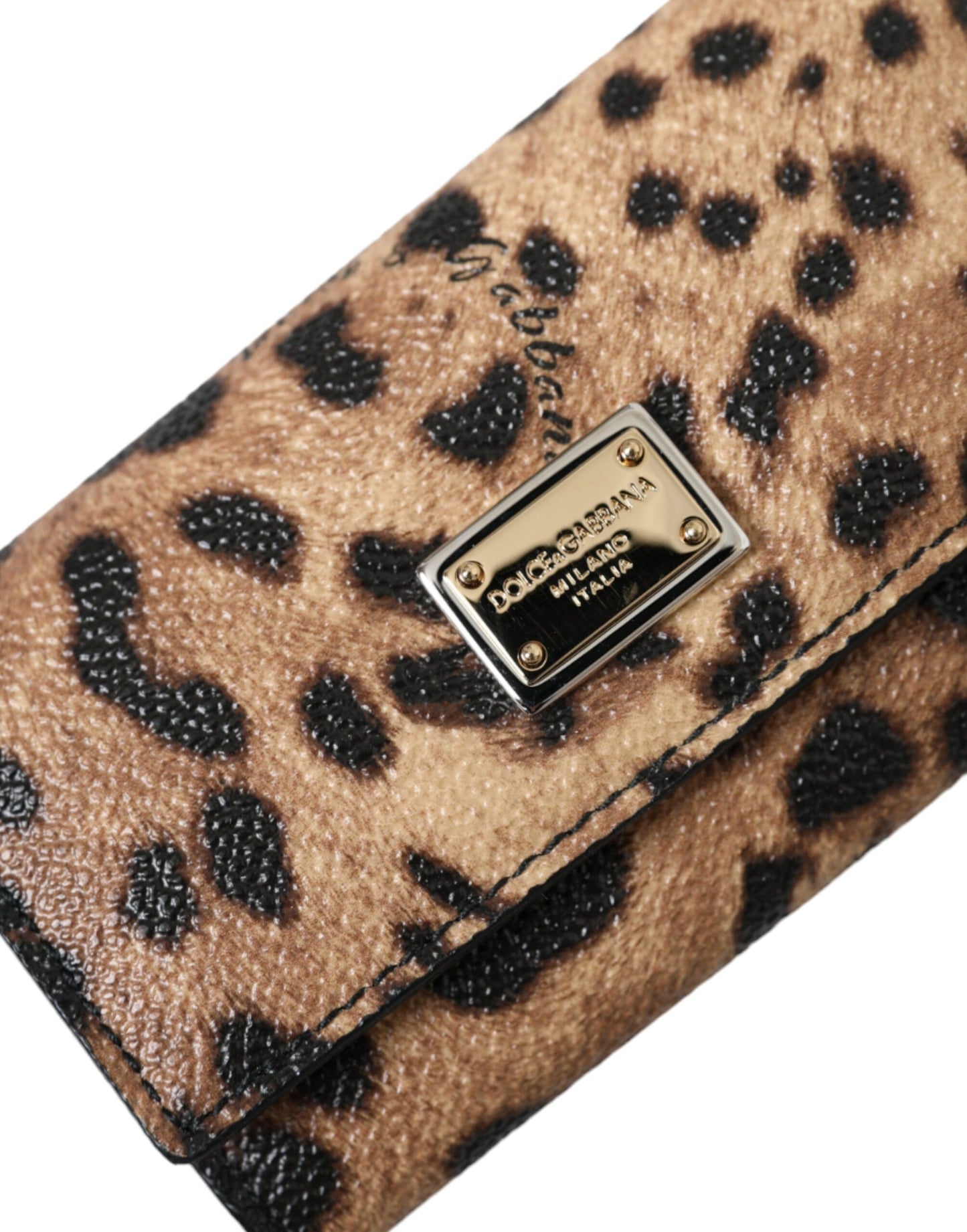 Dolce & Gabbana Brown Leopard PVC Pouch Key Holder Case Keyring Dolce & Gabbana