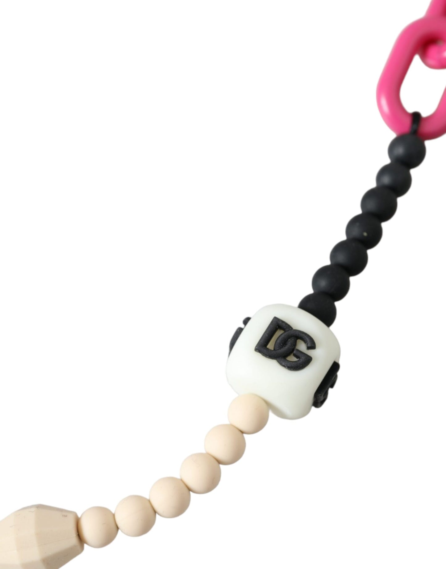 Dolce & Gabbana Multicolor Beaded Chain Logo Charm Necklace Dolce & Gabbana