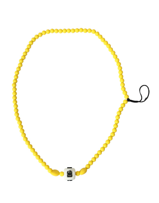 Dolce & Gabbana Yellow Beaded Chain DG Logo Charm Necklace Dolce & Gabbana