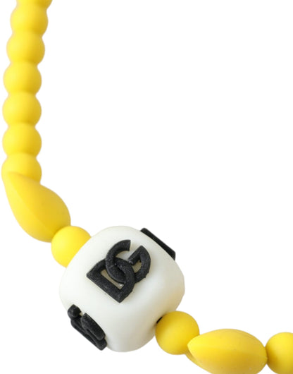 Dolce & Gabbana Yellow Beaded Chain DG Logo Charm Necklace Dolce & Gabbana