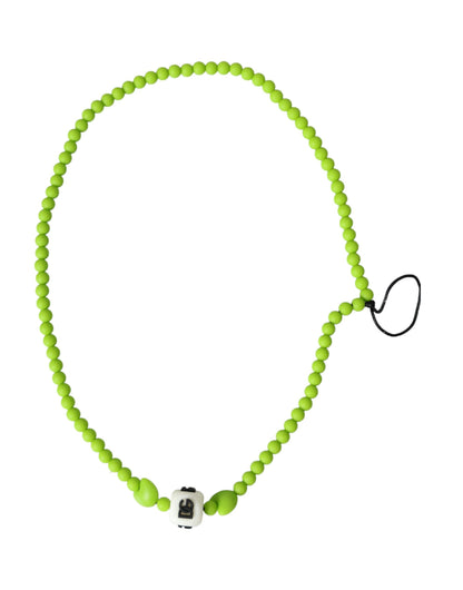 Dolce & Gabbana Green Beaded Chain DG Logo Charm Necklace Dolce & Gabbana