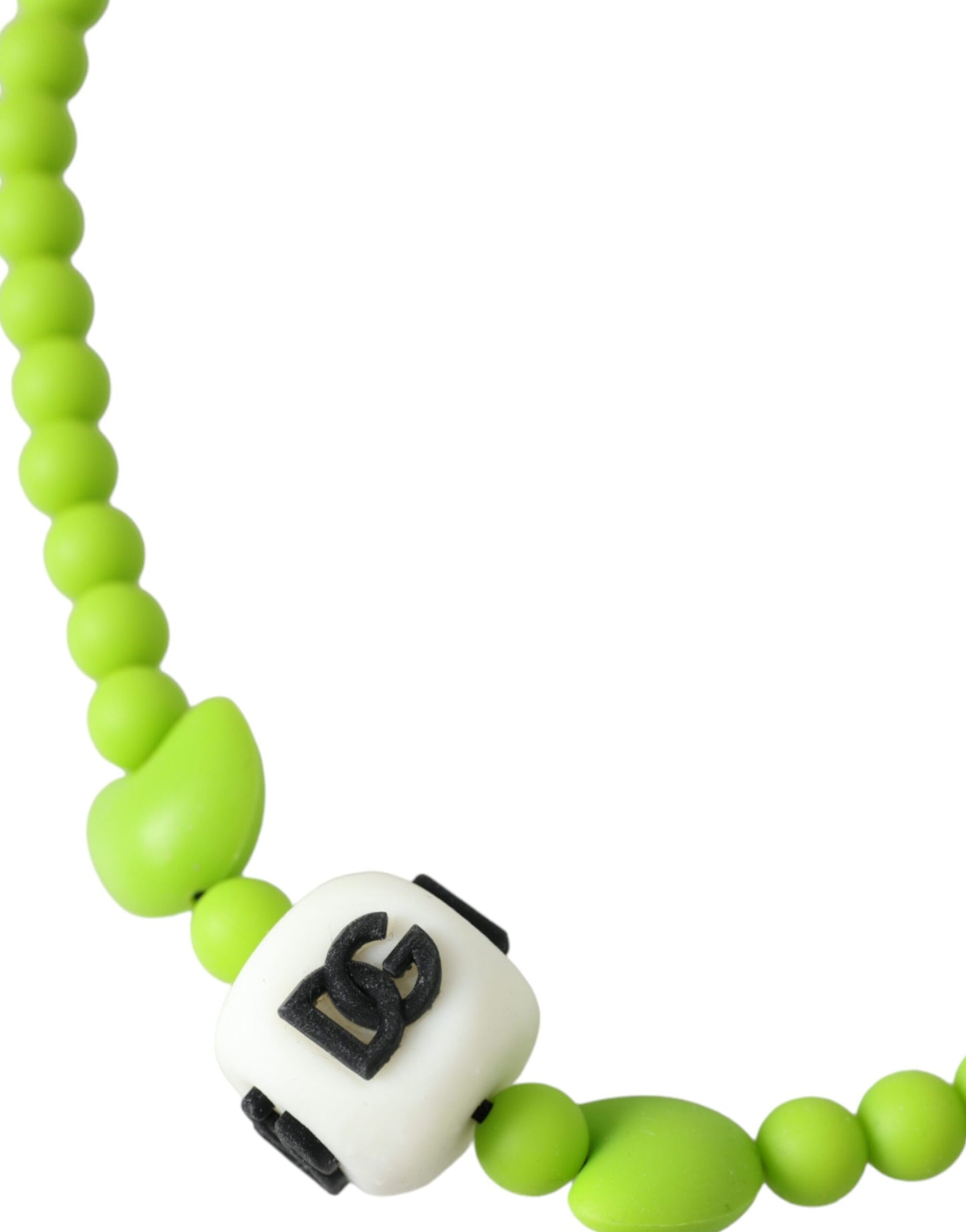 Dolce & Gabbana Green Beaded Chain DG Logo Charm Necklace Dolce & Gabbana