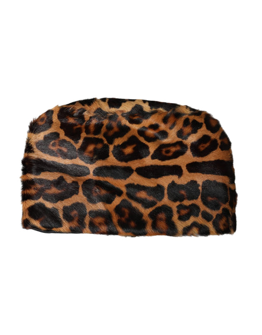 Dolce & Gabbana Brown Leopard Fur Women Bucket Hat Dolce & Gabbana