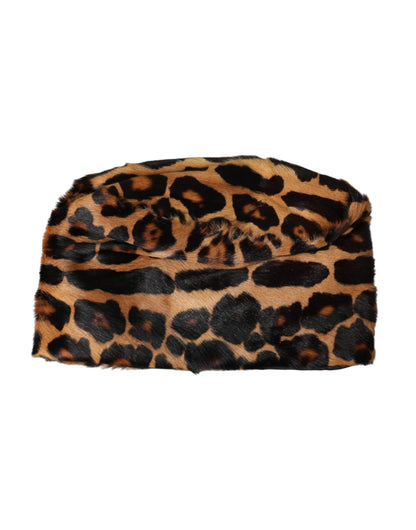 Dolce & Gabbana Brown Leopard Fur Women Bucket Hat Dolce & Gabbana