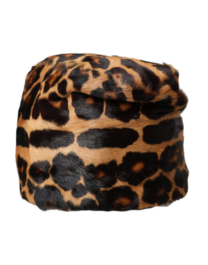 Dolce & Gabbana Brown Leopard Fur Women Bucket Hat Dolce & Gabbana