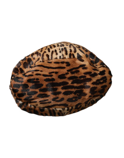 Dolce & Gabbana Brown Leopard Fur Women Bucket Hat Dolce & Gabbana