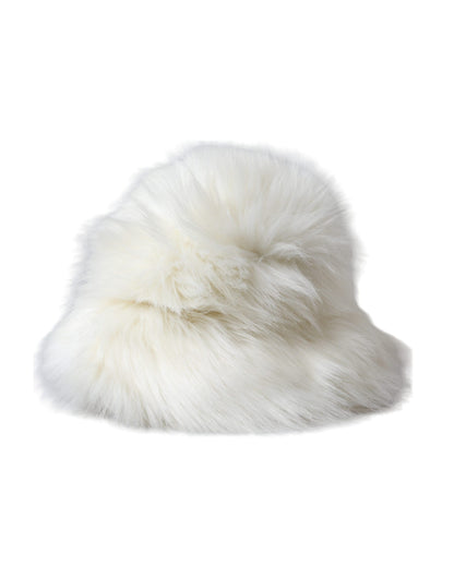 Dolce & Gabbana White Acrylic Fur Womens Bucket Hat Dolce & Gabbana