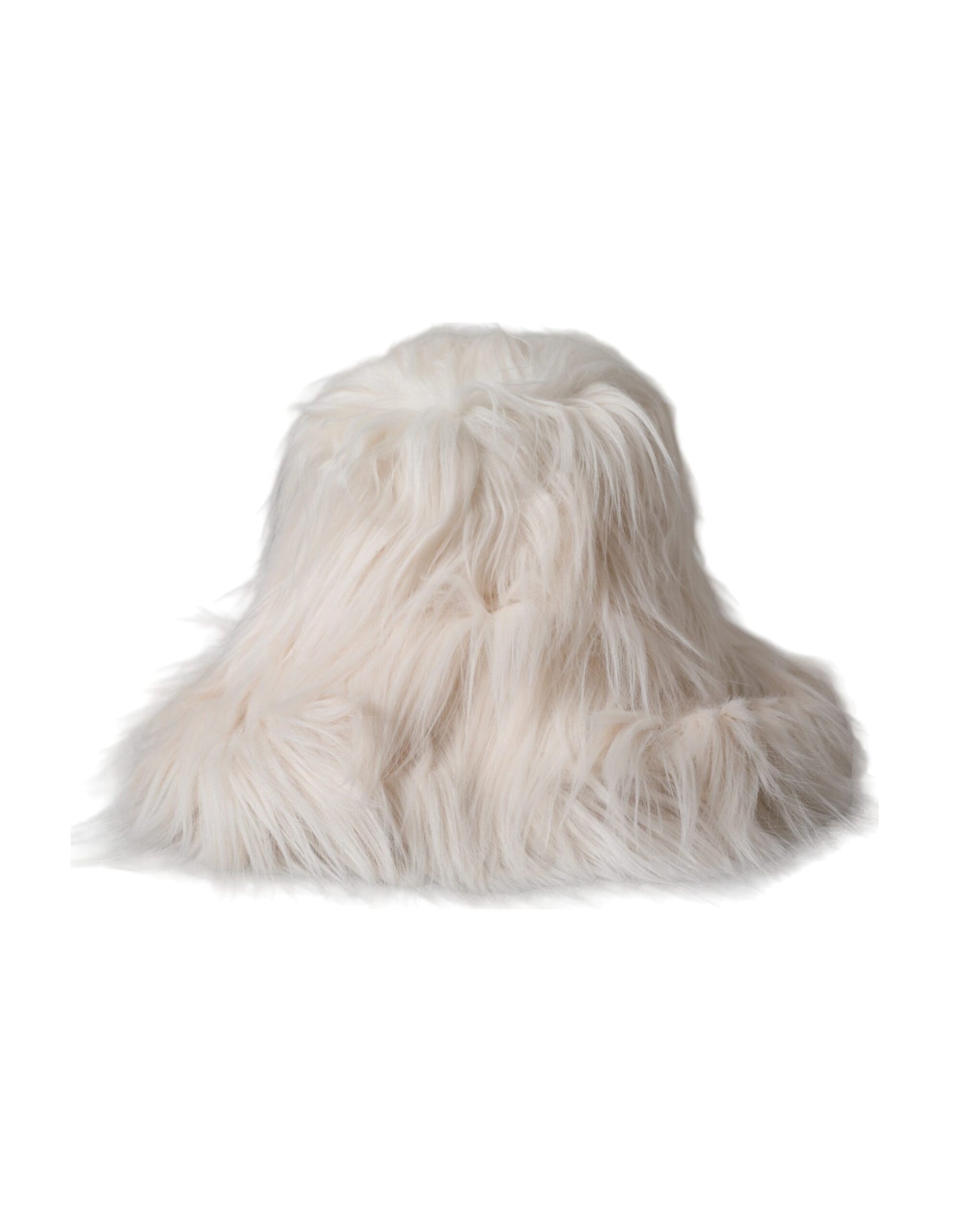 Dolce & Gabbana Off White Acrylic Fur Womens Bucket Hat Dolce & Gabbana