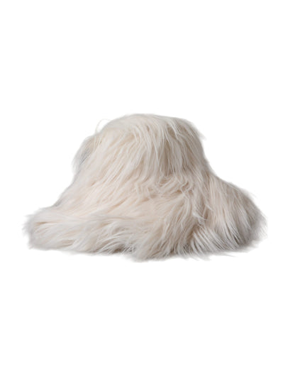 Dolce & Gabbana Off White Acrylic Fur Womens Bucket Hat Dolce & Gabbana