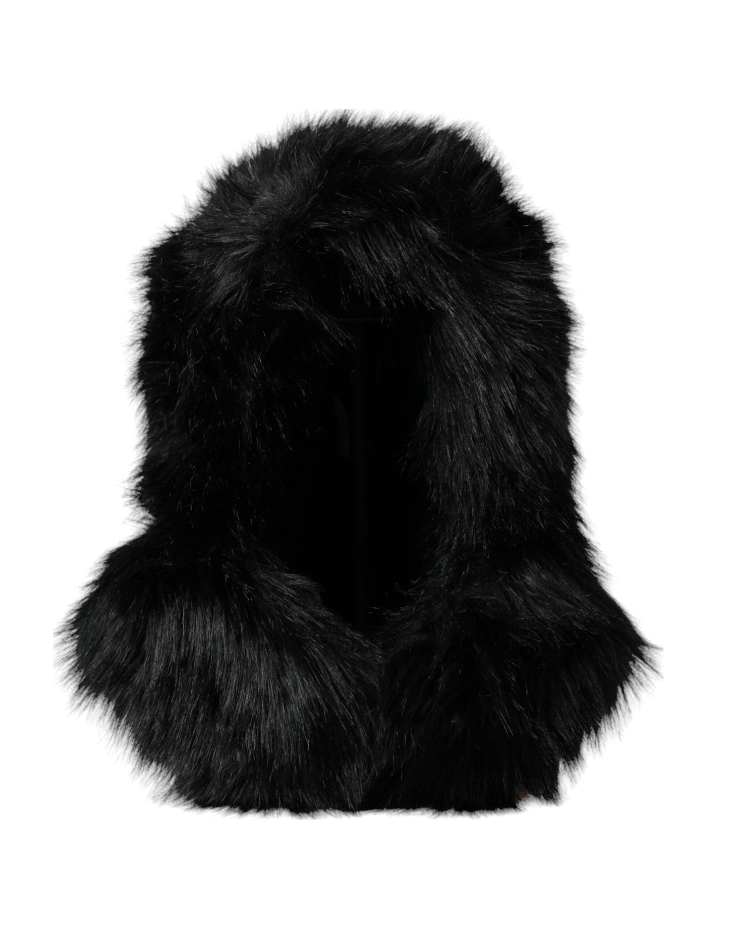 Dolce & Gabbana Black Faux Fur Whole Head Wrap Hat Dolce & Gabbana