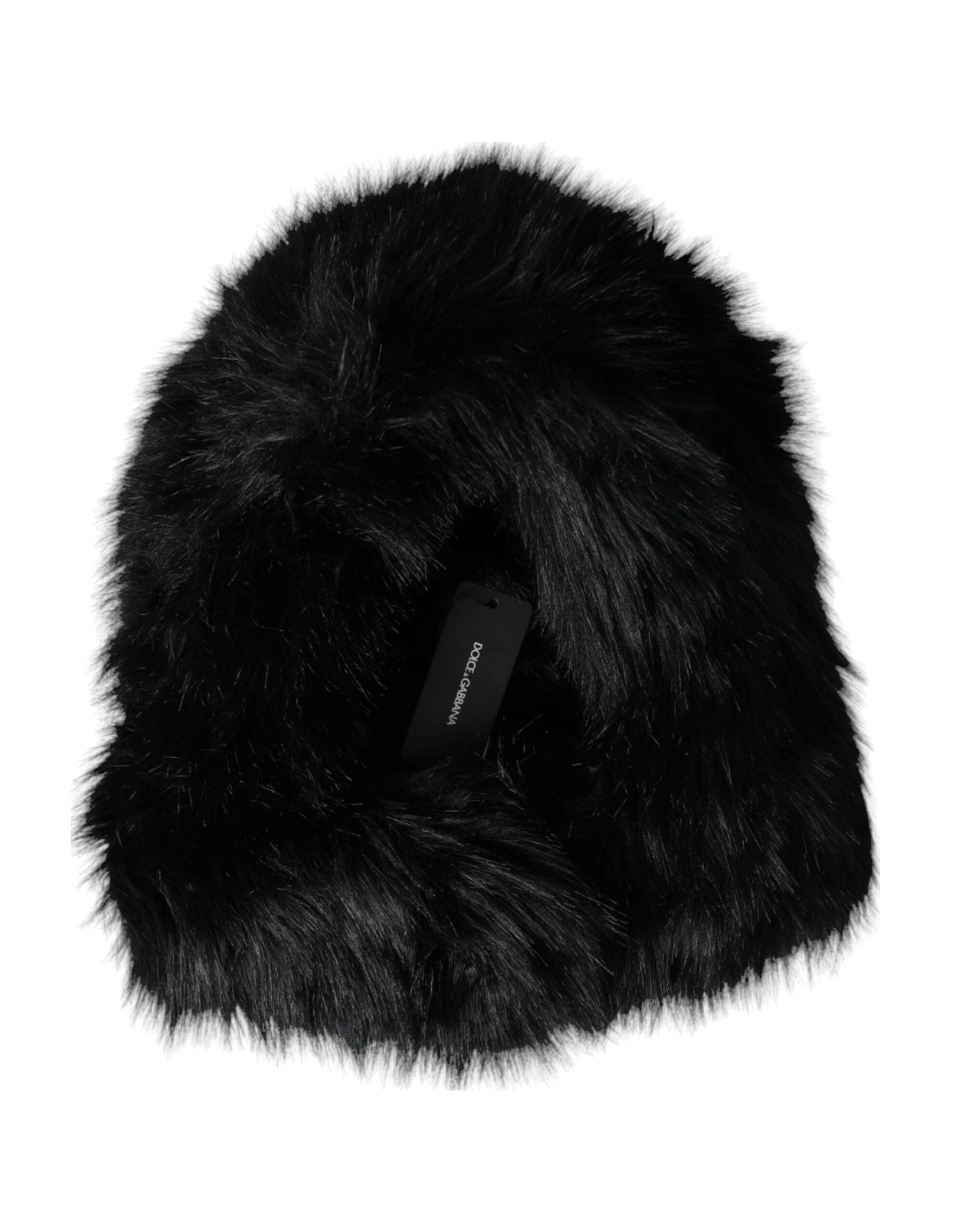 Dolce & Gabbana Black Faux Fur Whole Head Wrap Hat Dolce & Gabbana