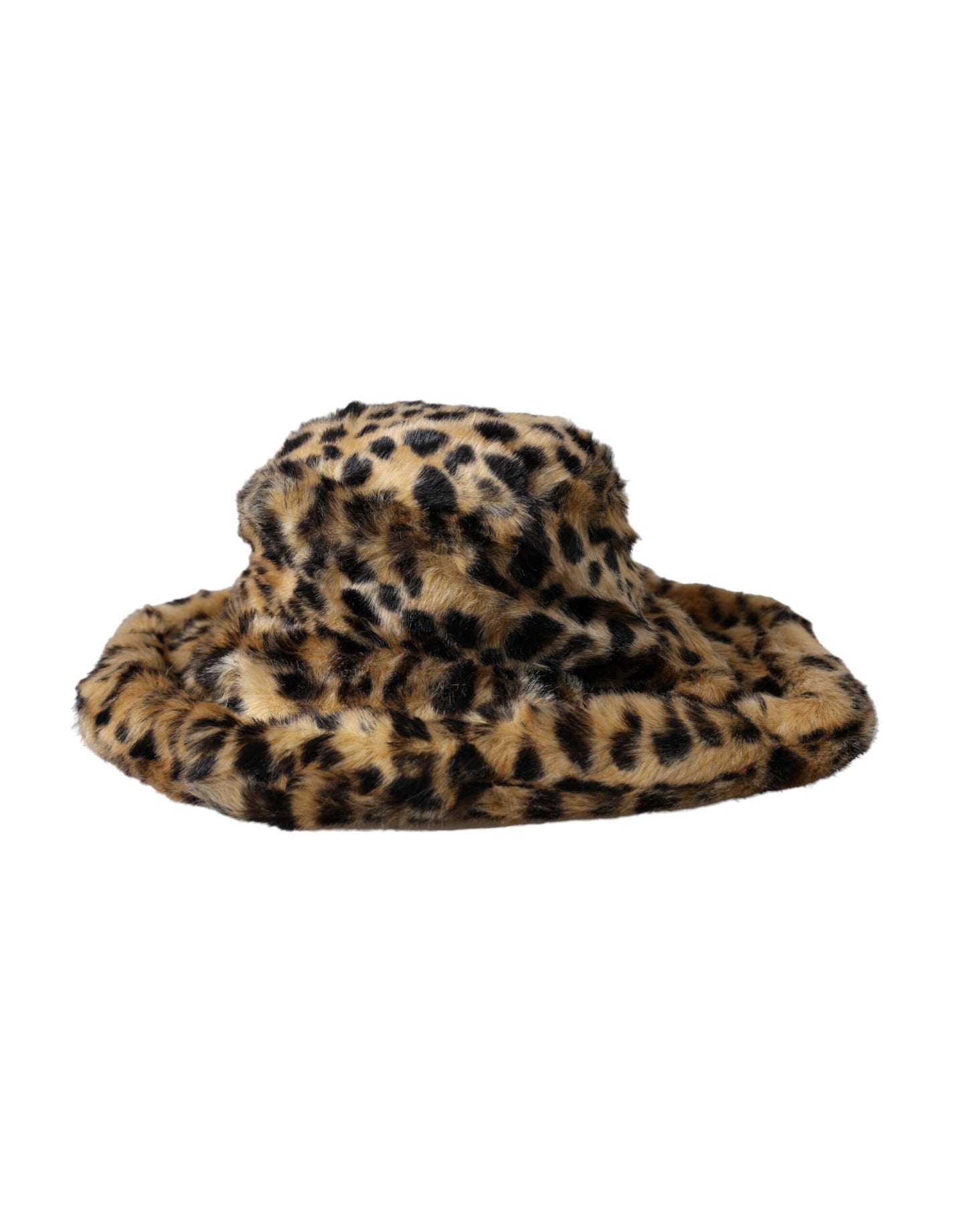 Dolce & Gabbana Brown Leopard Fur Women Bucket Hat Dolce & Gabbana