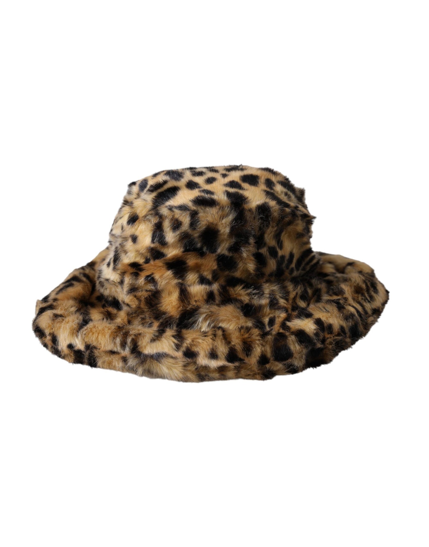 Dolce & Gabbana Brown Leopard Fur Women Bucket Hat Dolce & Gabbana