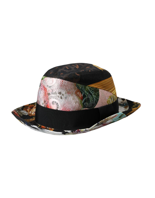 Dolce & Gabbana Multicolor Patchwork Women Fedora Wide Brim Hat Dolce & Gabbana