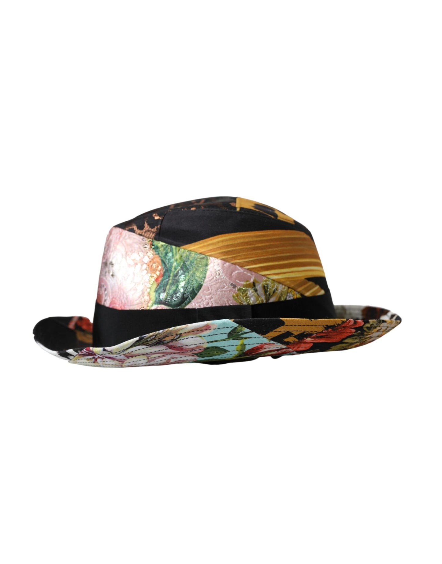 Dolce & Gabbana Multicolor Patchwork Women Fedora Wide Brim Hat Dolce & Gabbana