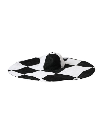 Dolce & Gabbana Black White Checkered Wide Brim Floppy Hat Dolce & Gabbana