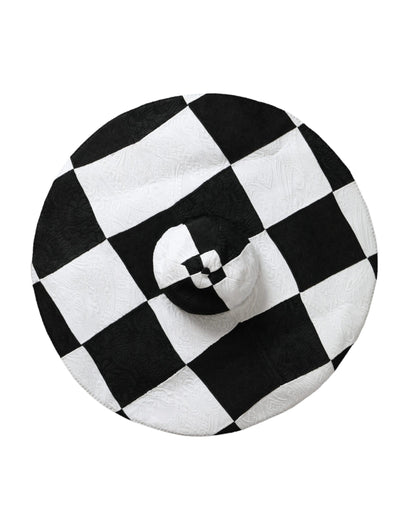 Dolce & Gabbana Black White Checkered Wide Brim Floppy Hat Dolce & Gabbana