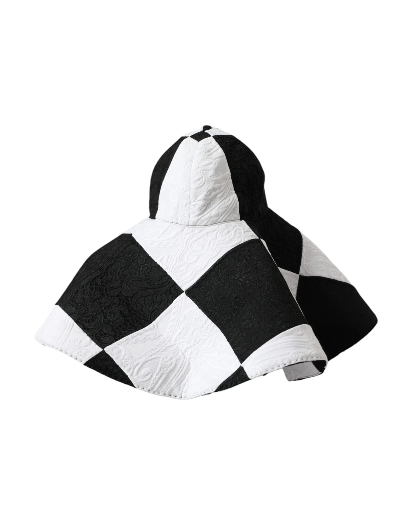 Dolce & Gabbana Black White Checkered Wide Brim Floppy Hat Dolce & Gabbana