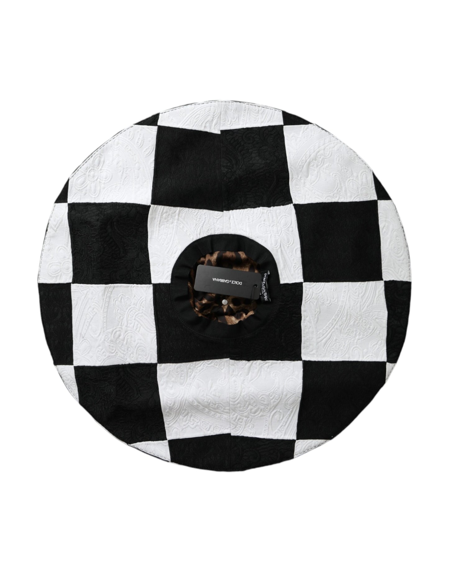 Dolce & Gabbana Black White Checkered Wide Brim Floppy Hat Dolce & Gabbana