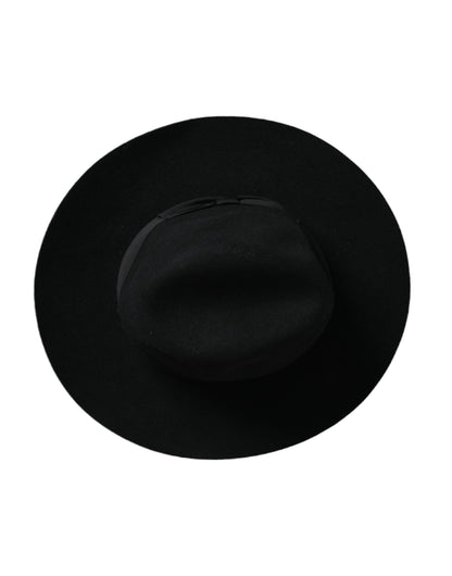 Dolce & Gabbana Black Rabbit Fedora Trilby Women Hat Dolce & Gabbana