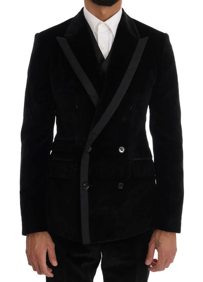 Dolce & Gabbana Elegant Black Slim Fit Three-Piece Suit Dolce & Gabbana