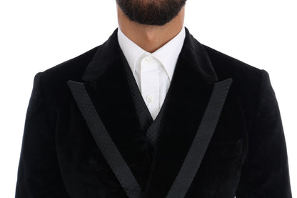 Dolce & Gabbana Elegant Black Slim Fit Three-Piece Suit Dolce & Gabbana