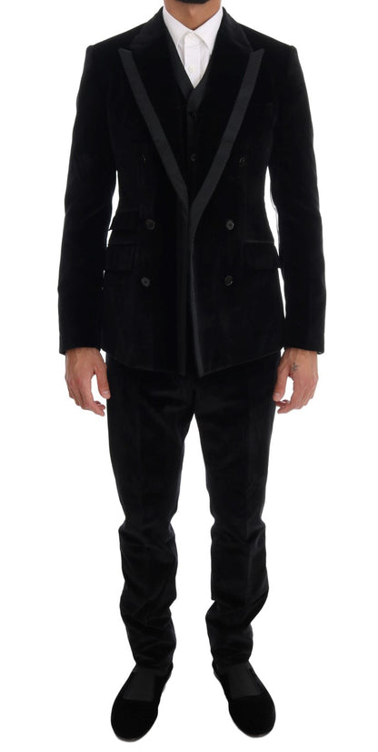 Dolce & Gabbana Elegant Black Slim Fit Three-Piece Suit Dolce & Gabbana