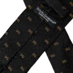 Dolce & Gabbana Black Silk Branded Logo Adjustable Men Tie