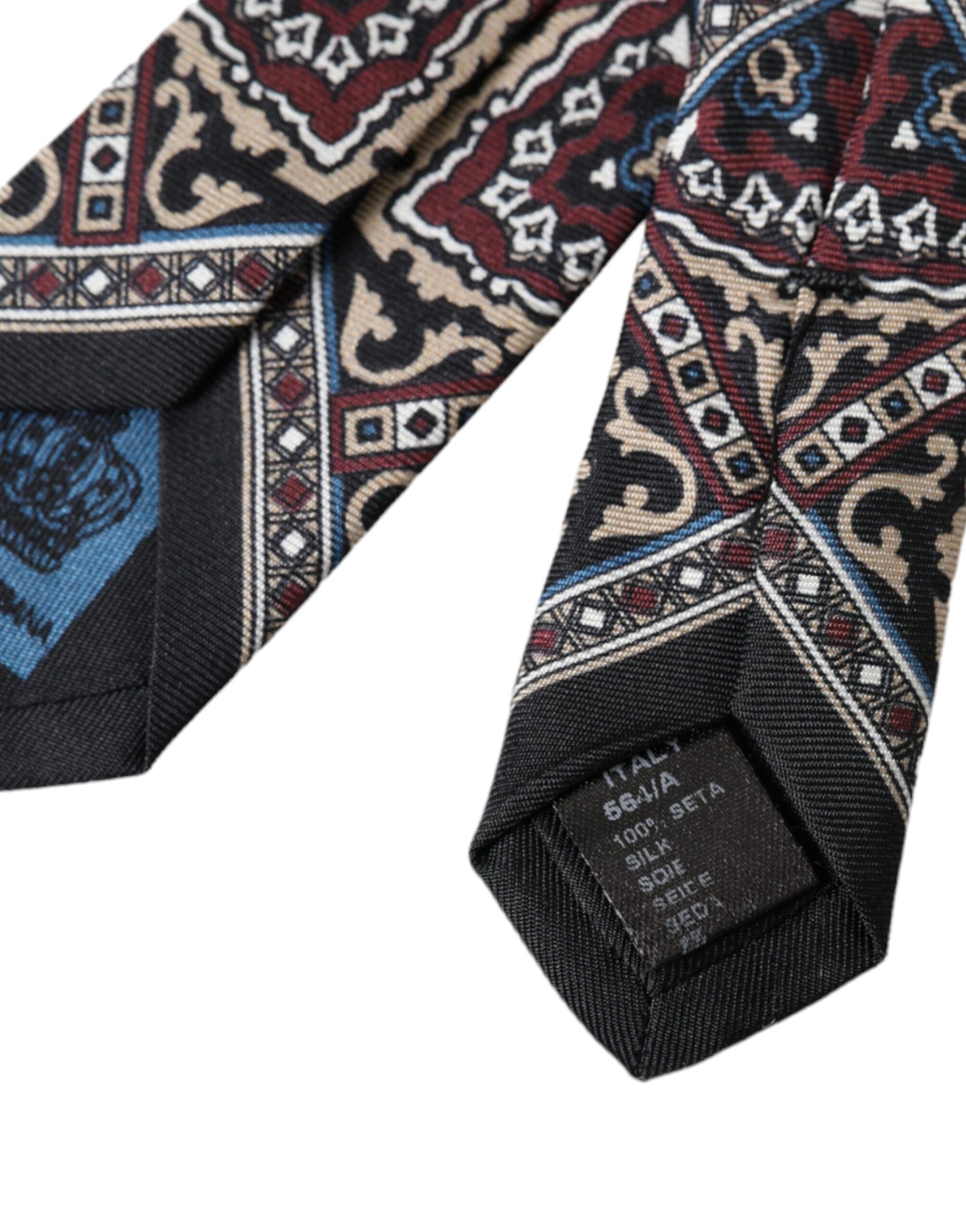 Dolce & Gabbana Black Printed 100% Silk Adjustable Men Tie