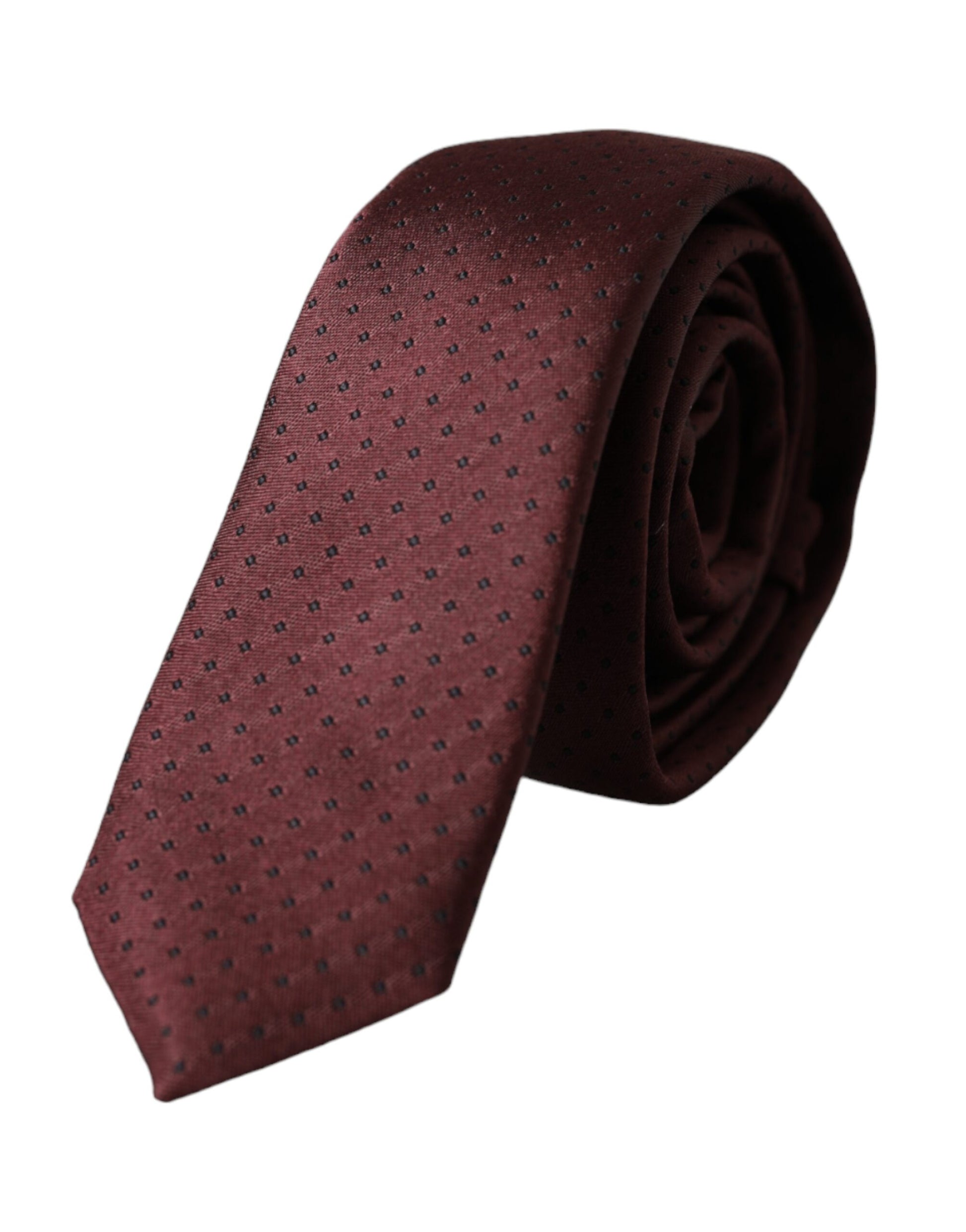 Dolce & Gabbana Maroon Dotted 100% Silk Adjustable Men Tie