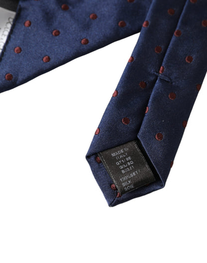 Dolce & Gabbana Blue Polka Dot 100% Silk Adjustable Men Tie