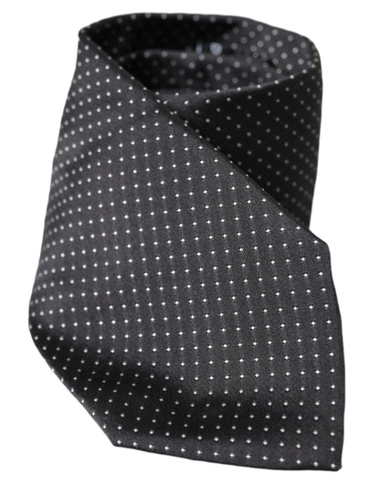 Dolce & Gabbana Black Polka Dot Silk Adjustable Men Tie Dolce & Gabbana