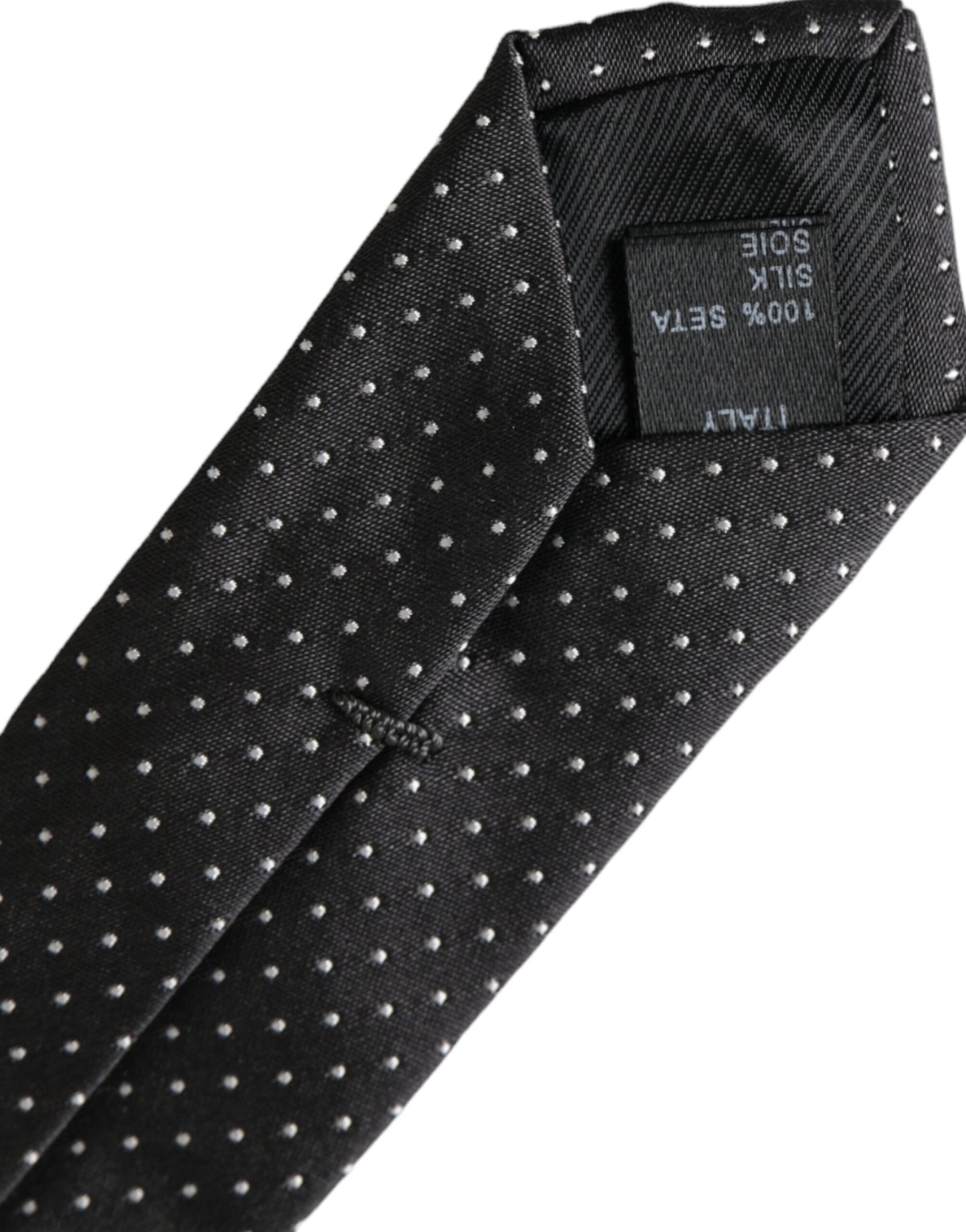 Dolce & Gabbana Black Polka Dot Silk Adjustable Men Tie Dolce & Gabbana