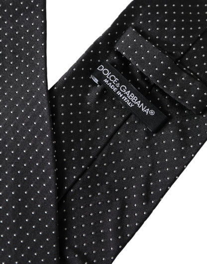 Dolce & Gabbana Black Polka Dot Silk Adjustable Men Tie Dolce & Gabbana