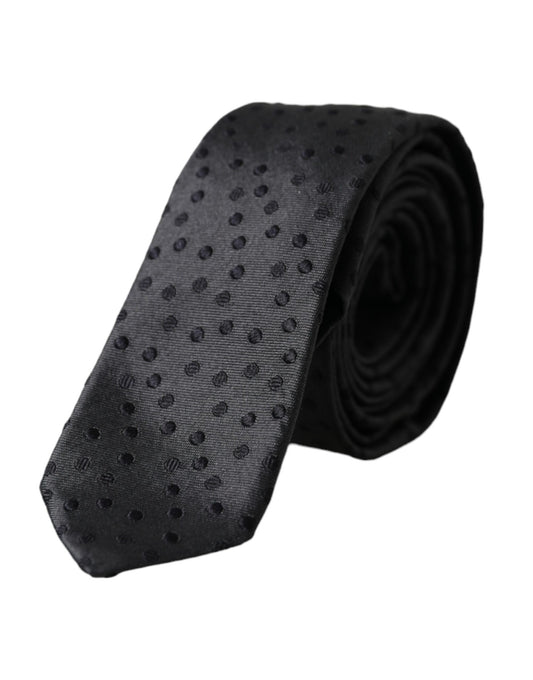 Dolce & Gabbana Black Polka Dot Silk Adjustable Men Tie Dolce & Gabbana