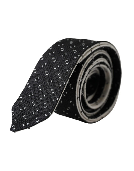 Dolce & Gabbana Black White Patterned Adjustable Tie Dolce & Gabbana