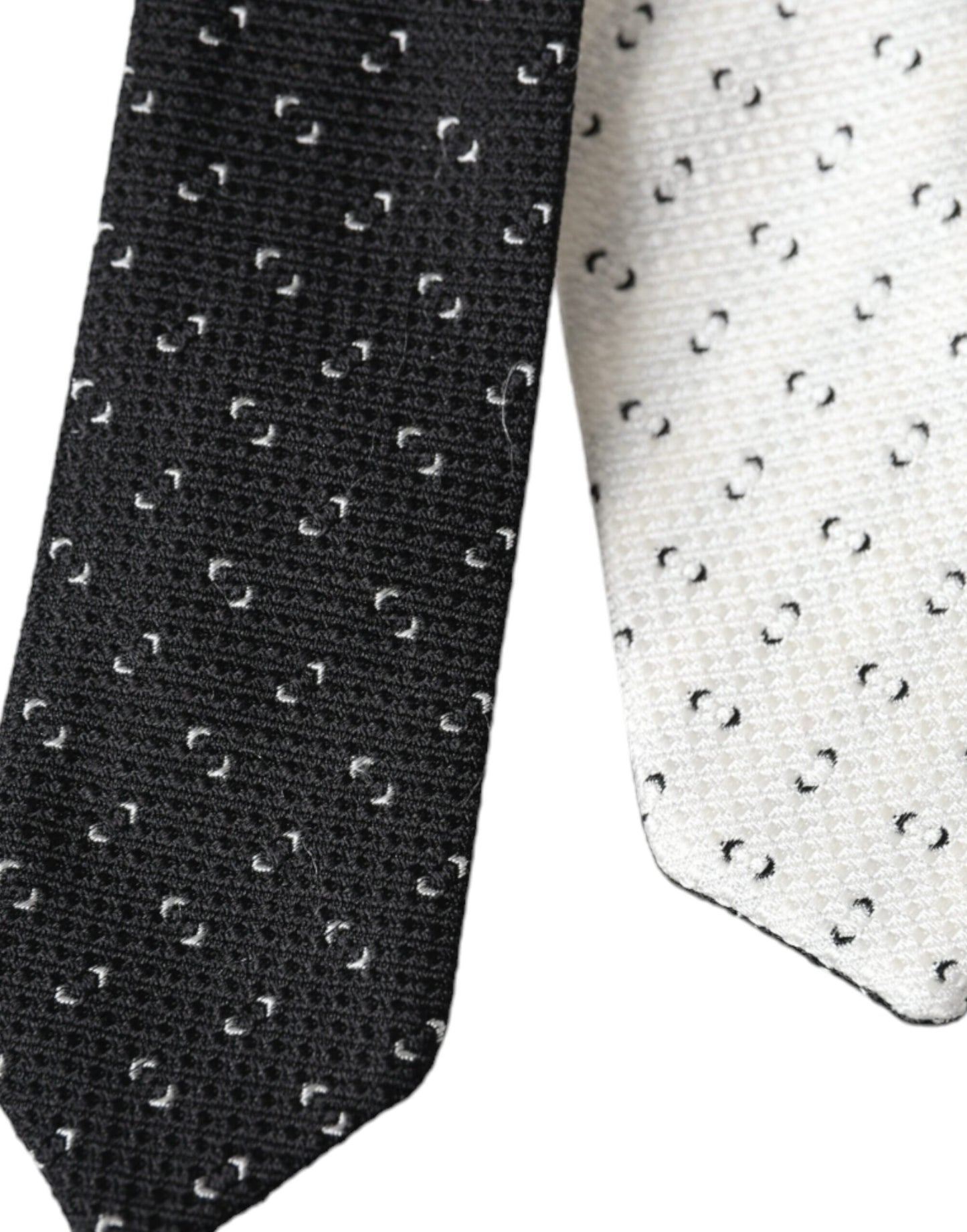 Dolce & Gabbana Black White Patterned Adjustable Tie Dolce & Gabbana