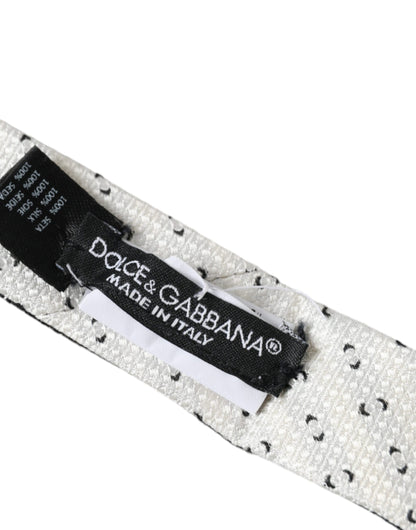 Dolce & Gabbana Black White Patterned Adjustable Tie Dolce & Gabbana