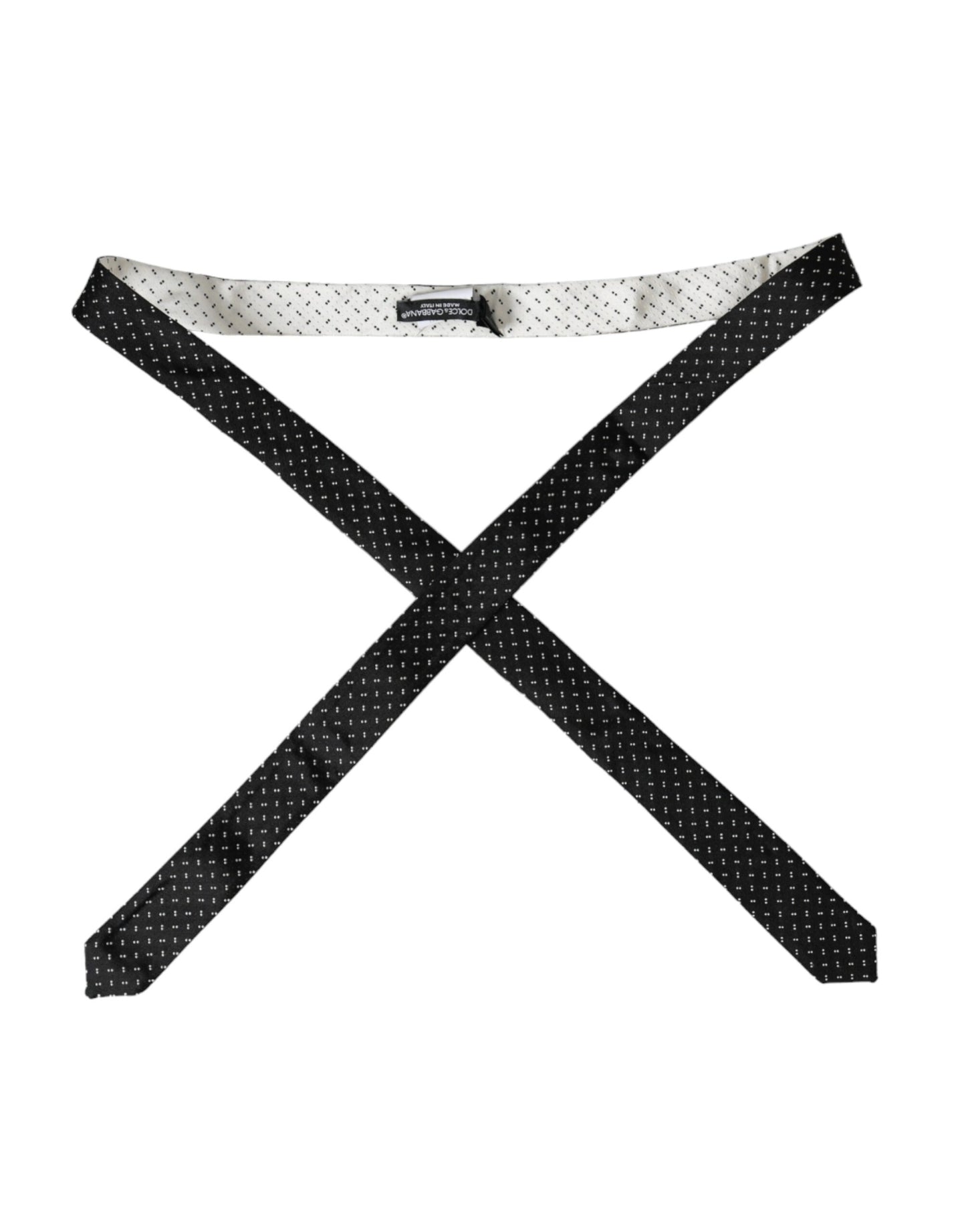 Dolce & Gabbana Black White Patterned Adjustable Tie Dolce & Gabbana