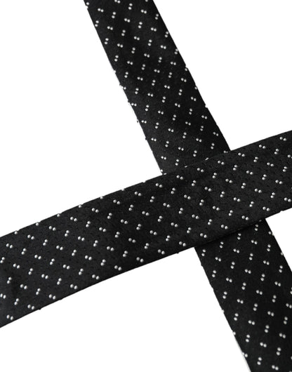 Dolce & Gabbana Black White Patterned Adjustable Tie Dolce & Gabbana