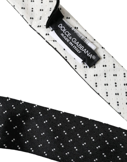 Dolce & Gabbana Black White Patterned Adjustable Tie Dolce & Gabbana